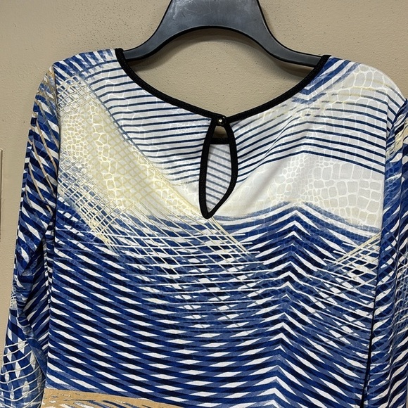 LTX Sportswear USA BACK GEM BUTTON Blue and White Patterned Dress M - Picture 5 of 9